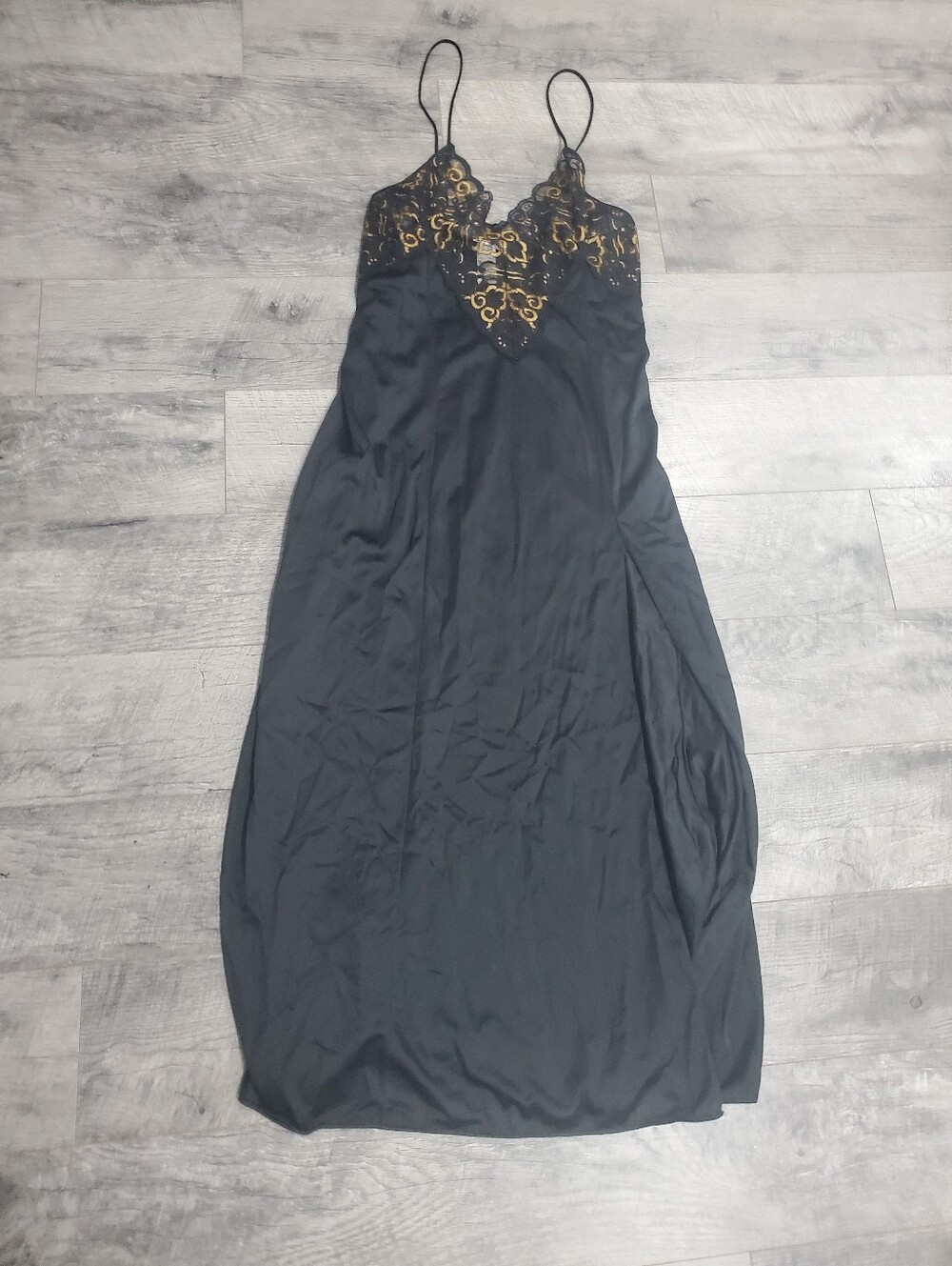 Black And Gold Lace Lingerie Nightgown
